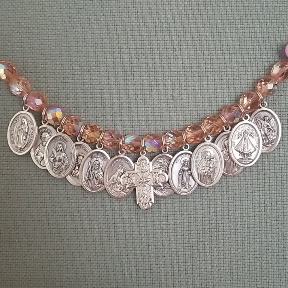 12 Saints pink crystal bracelet